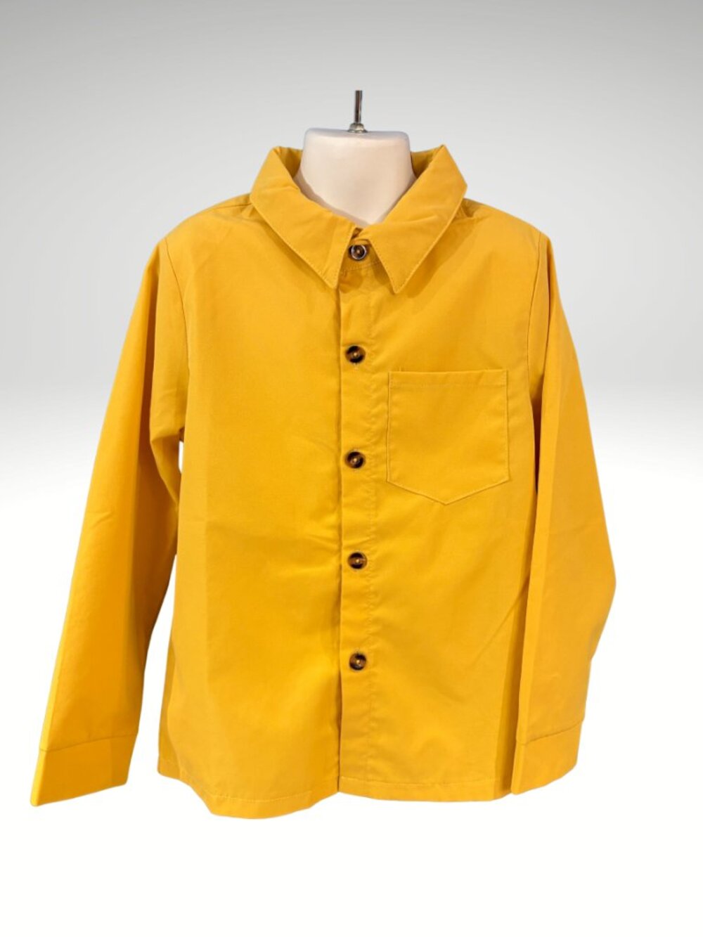SHEIN Boys Yellow Button Down Long Sleeve Collared Shirt Size 7 (SKU:143B)